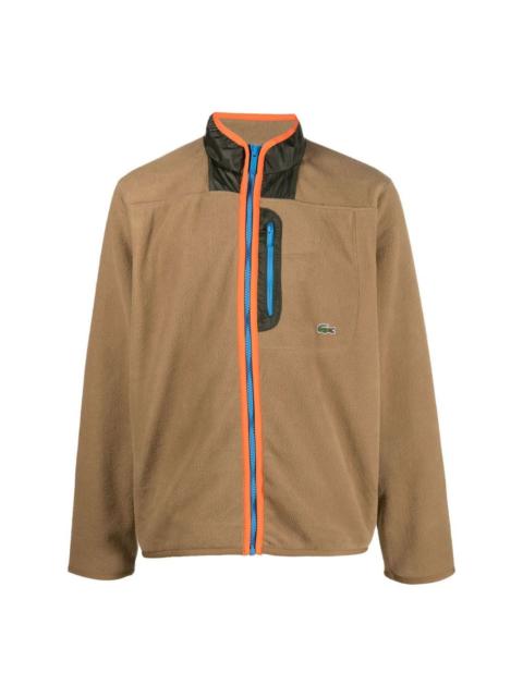 colour-block zip fleece jacket