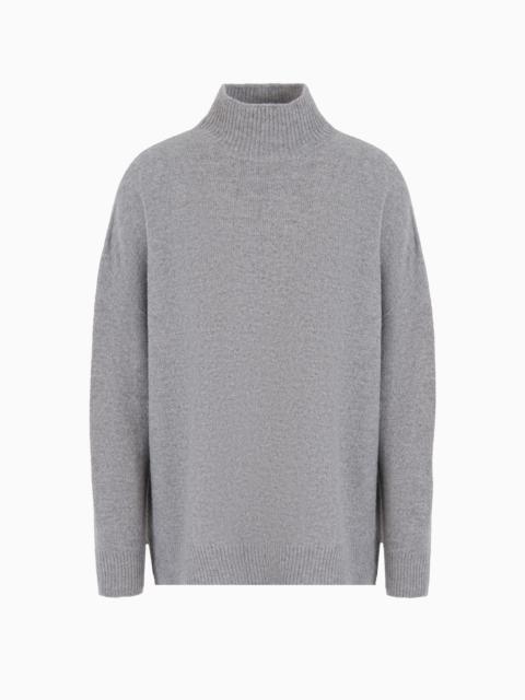 Icon virgin wool mock-neck jumper with a plated check motif