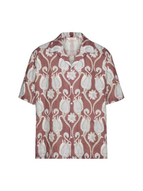 graphic-print linen T-shirt