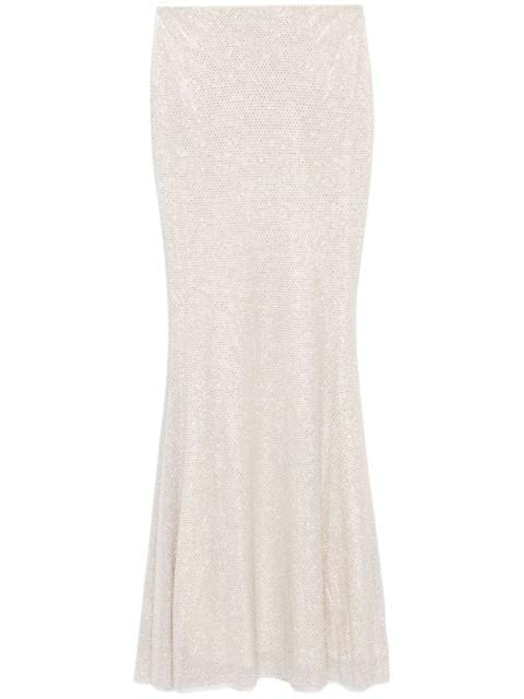 self-portrait rhinestoned mesh maxi skirt