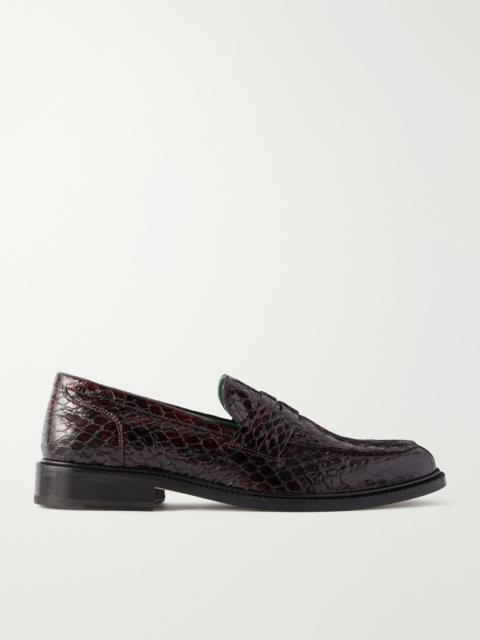 VINNY’s Townee Vale Snake-Effect Leather Loafers Burgundy