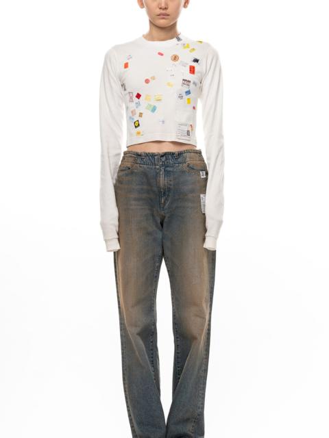 Maison MIHARAYASUHIRO Price Tag Sticker Printed Cropped Long Sleeve T-shirt