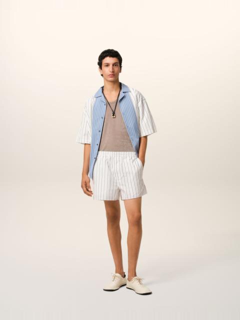 AMI Paris WHITE AND BLUE COTTON ELASTICATED SHORT