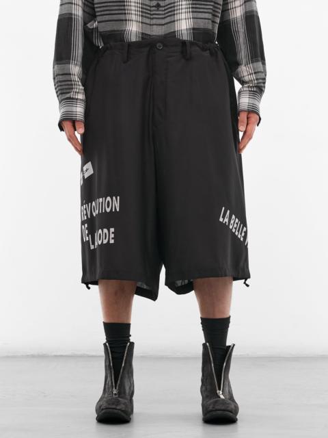 Yohji Yamamoto Black Graphic Print Baggy Shorts