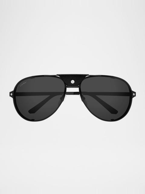 Cartier Men's CT0296SM Metal Aviator Sunglasses