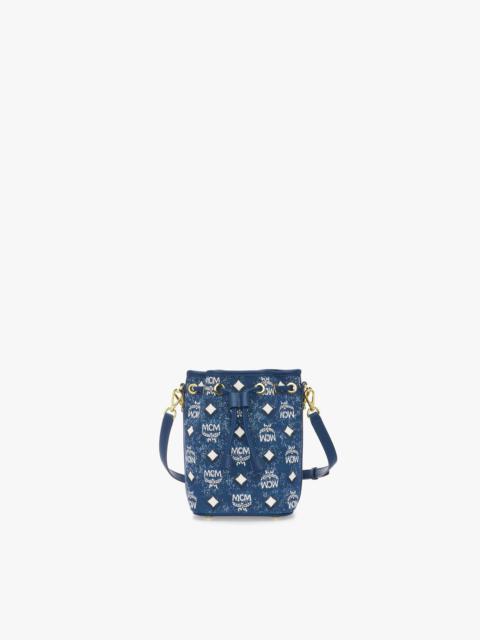 MCM Dessau Drawstring in Vintage Denim Jacquard
