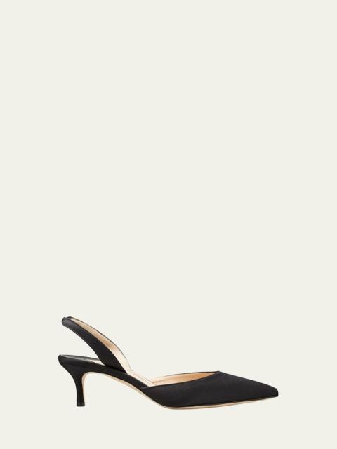 Manolo Blahnik Carolyne Satin Low-Heel Slingback Pumps, Black