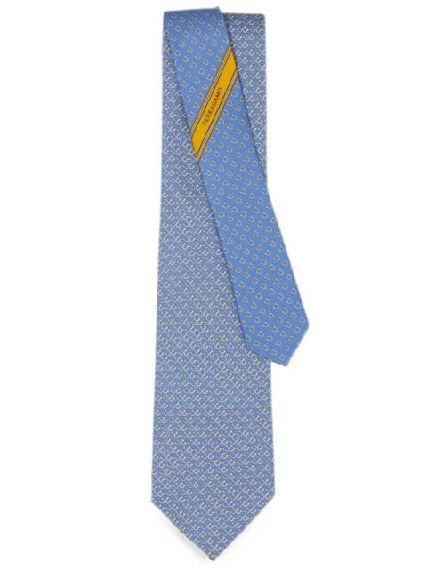 FERRAGAMO SILK TIE GANCINI SQUARE PRINT