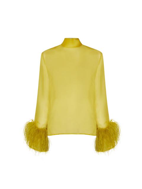 LAPOINTE Organza Top With Feathers