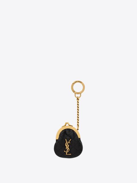 SAINT LAURENT gaby mini purse keyring in quilted lambskin