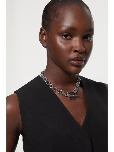 KAREN MILLEN Hand Set European Crystal T-Bar Chain Necklace