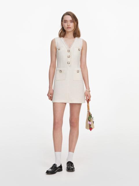 self-portrait Cream Sleeveless Boucle Mini Dress