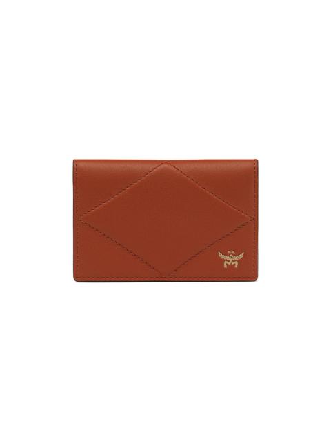 MCM Men's Diamond Leather Card Holder - Coconut Shell Brown
