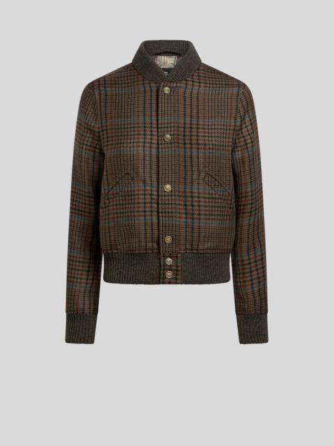 Etro WOOL BOMBER JACKET WITH PEACOCK EMBROIDERY AND PRINCE OF WALES MOTIF