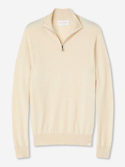 Derek Rose Men's Half-Zip Sweater Finley Cashmere Cream