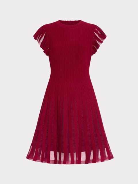 MILLY Sheer Flutter Sleeve Knit Dress