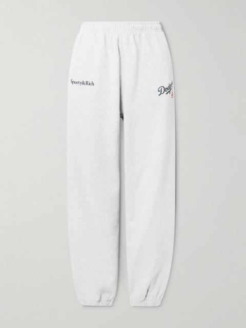 Sporty & Rich + La Dodgers Printed Cotton-jersey Sweatpants