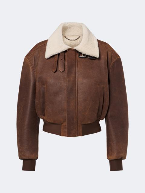 GUCCI Shearling-trimmed leather blouson jacket