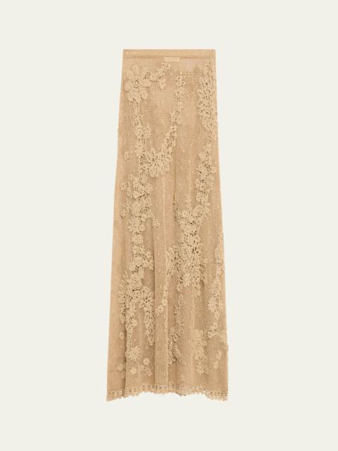 ULLA JOHNSON Aria Crochet Knit Skirt