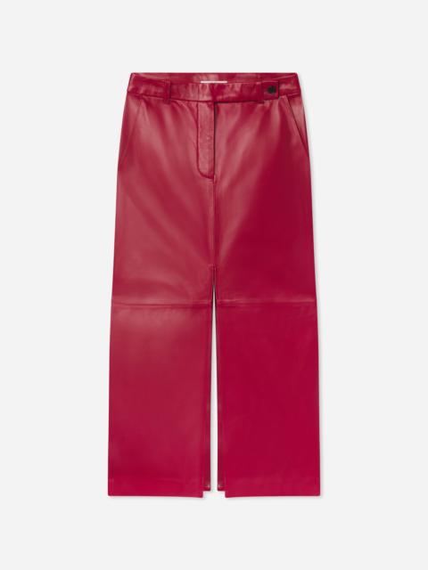 CO Tailored Front-Slit Midi Skirt in Leather