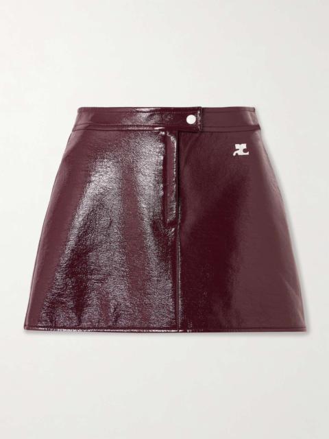 courrèges Reedition appliquéd coated cotton-blend mini skirt Burgundy