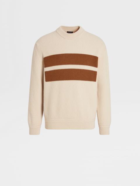 ZEGNA IVORY OASI CASHMERE CREWNECK