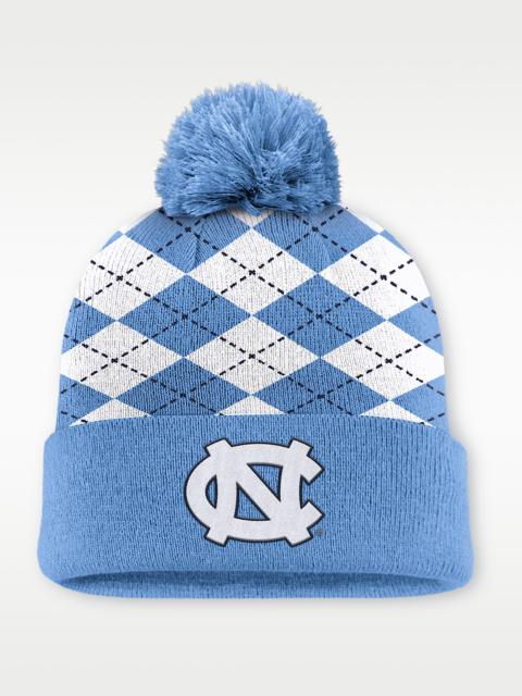 Jordan North Carolina Peak Argyle Men's Jordan Brand College Cuffed Pom Beanie
