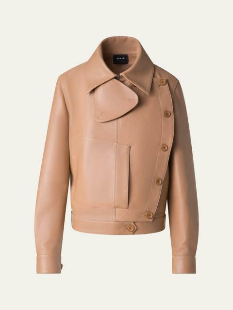 AKRIS Arno Boxy Leather Trench Jacket