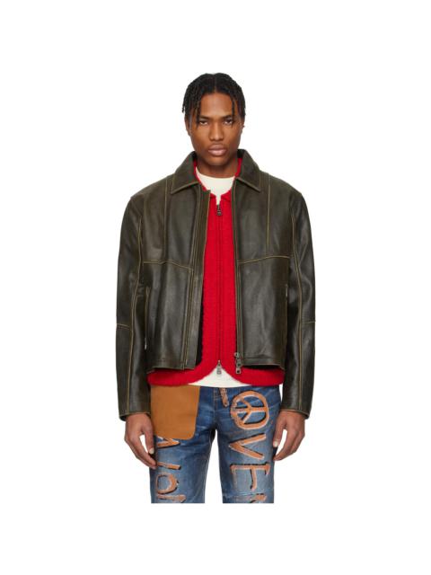 SSENSE Exclusive Brown Dreszen Zip-Up Leather Jacket