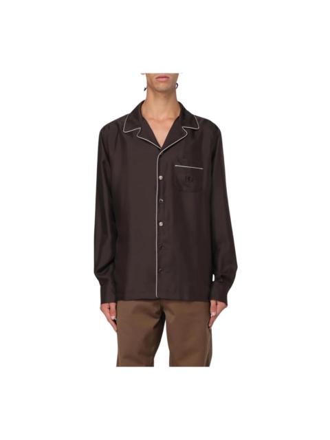 Dolce & Gabbana BROWN SILK RELAXED FIT SHIRT