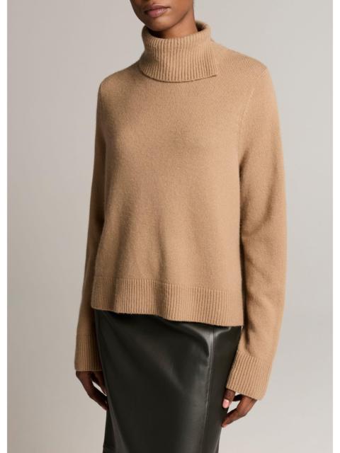 Vince Wool-Cashmere Side-Slit Turtleneck Sweater