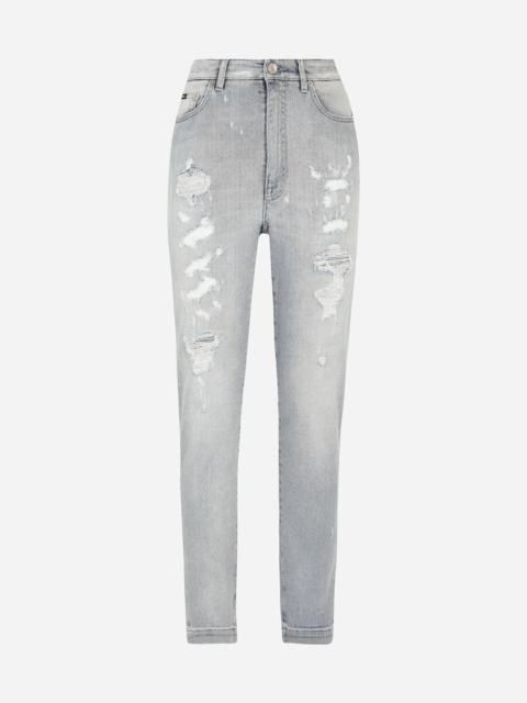 Light blue denim Grace jeans with ripped details