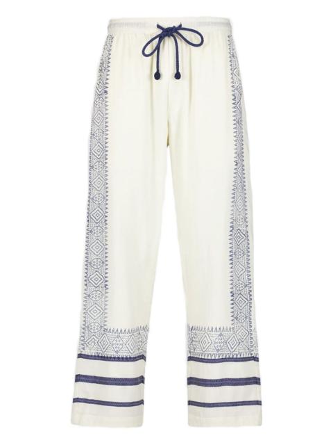 baziszt striped drawstring straight-leg trousers