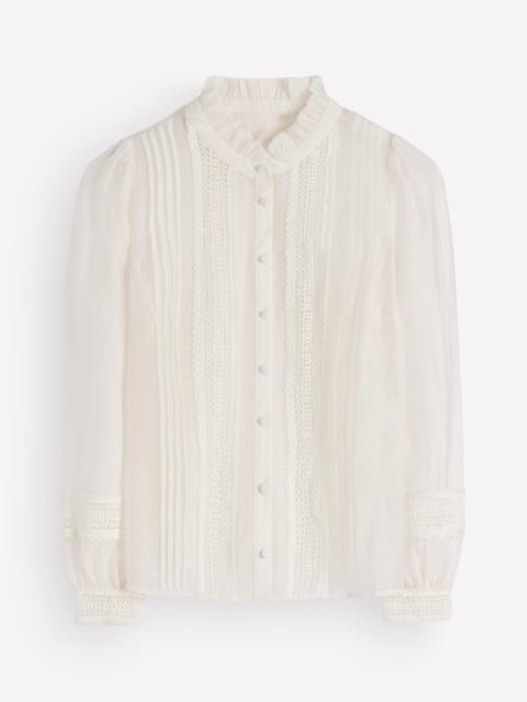 BODEN Lace Trim Top-Ivory
