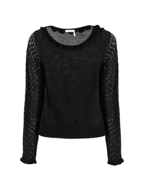 See by Chloé scalloped fine-knit top