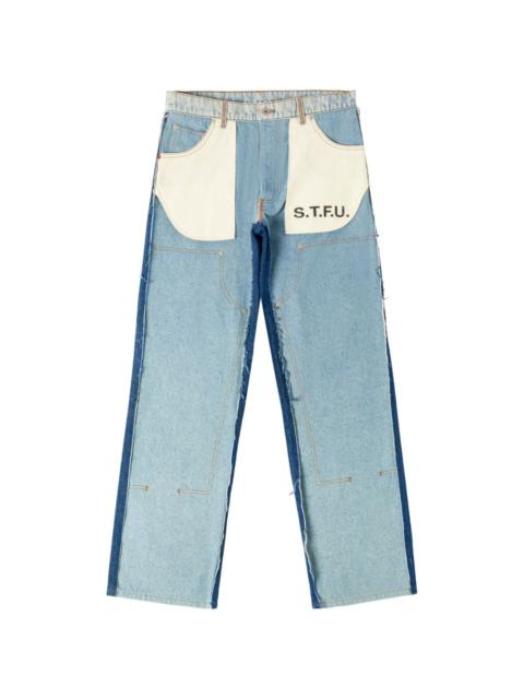 logo-patch two-tone design jeans