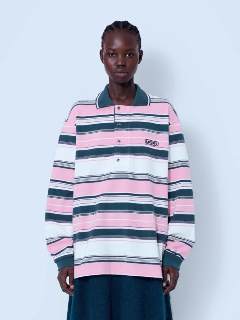 LACOSTE Runway Loose Fit Striped Piqué Polo Shirt