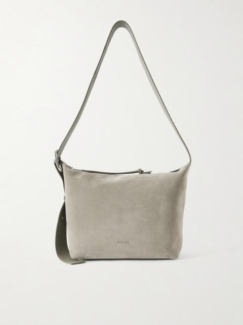 Loewe Loop Medium Logo-Debossed Suede Messenger Bag
