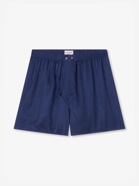 Derek Rose Men's Classic Fit Boxers Woburn Silk Navy Stripe