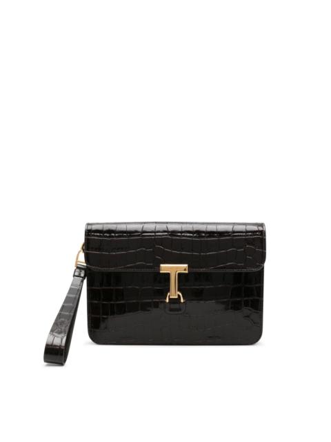 T Pin leather clutch bag