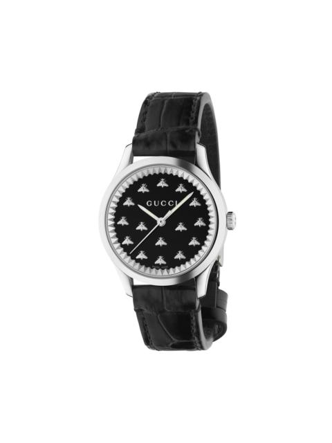 GUCCI Silver & Black G-Timeless Automatic Bees Watch