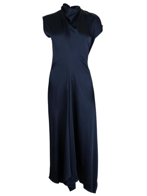 Victoria Beckham High Neck Drape Midi Dress