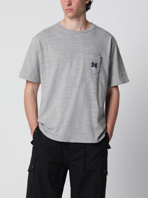 NEEDLES Grey cotton T-shirt with embroidery