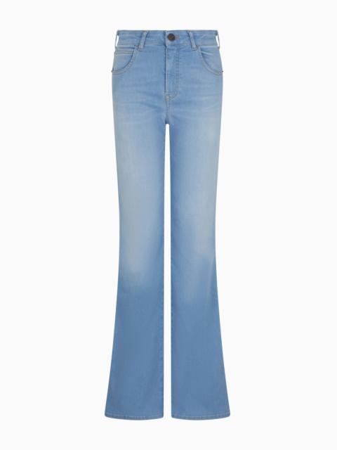 EMPORIO ARMANI J47 MID-HIGH RISE FLARED-HEM JEANS IN STRETCH DENIM
