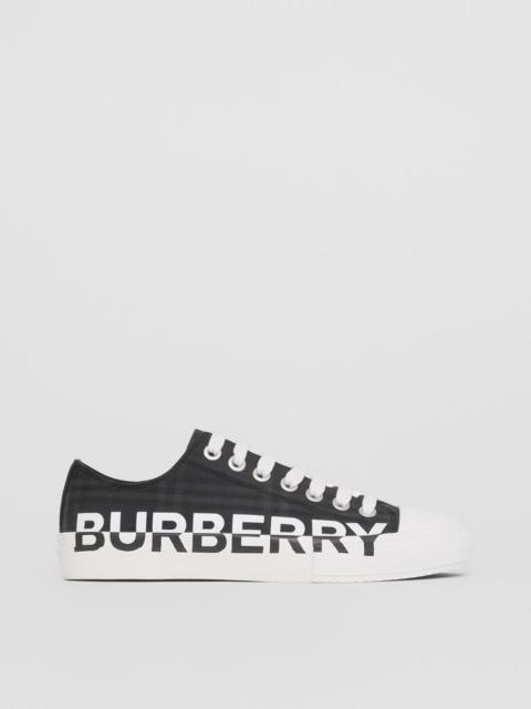 Logo Print Check Cotton Sneakers