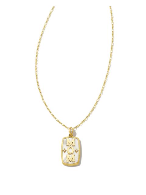 KENDRA SCOTT Mom 18k Gold Vermeil Stone Tag Necklace in Ivory Mother-of-Pearl