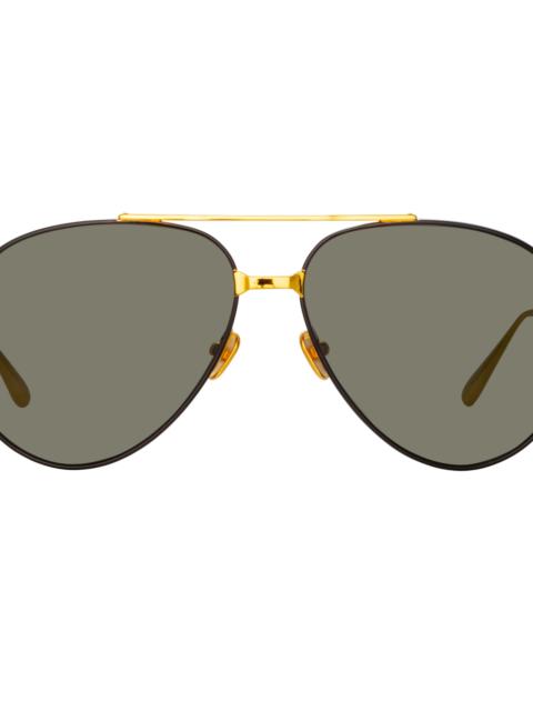 MEN'S MARCELO AVIATOR SUNGLASSES IN BLACK AND YELLOW GOLD