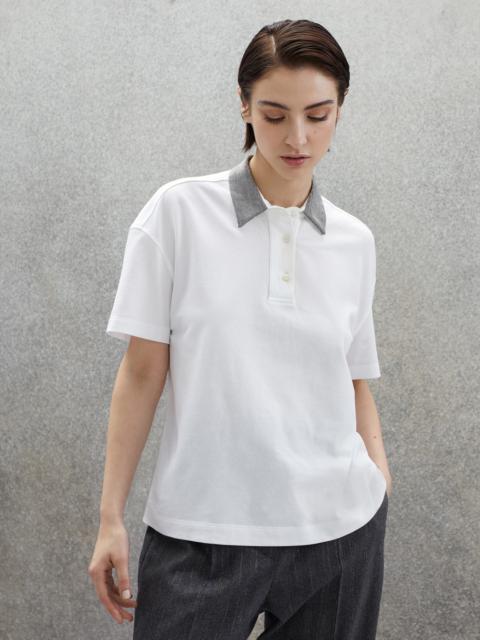 Brunello Cucinelli 코튼 jersey 폴로 셔츠와 귀 고리