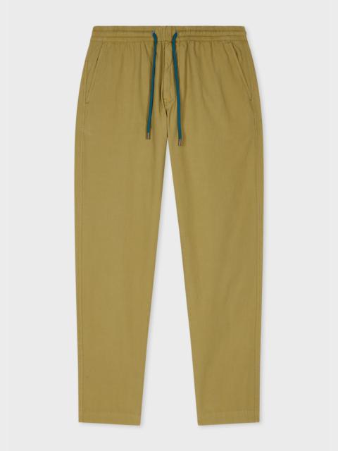 Paul Smith Khaki Cotton Poplin Drawstring Trousers