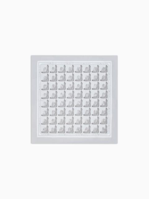 EMPORIO ARMANI SILK FOULARD WITH ICON PRINT